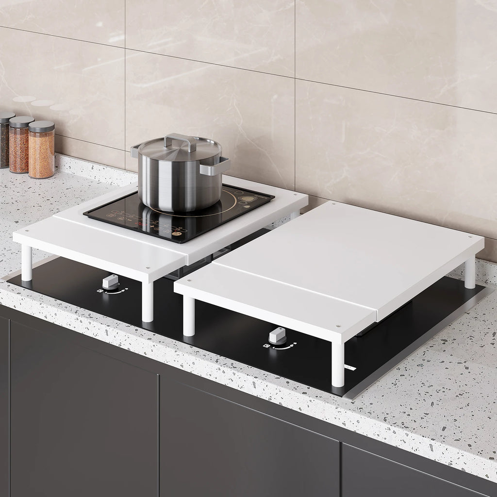 Kitchen Gas Stove Rack, Food Preparation Stand, Cover Rack, Gas Stove Holder, Retractable Shelf, Heat-Insulating Storage Rack