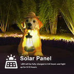 Resin Garden Dog Statues with Straw Hat and Solar LED Lantern Adorable Dog Figurines Puppy Decorations Dog Statue Outdoor Decor