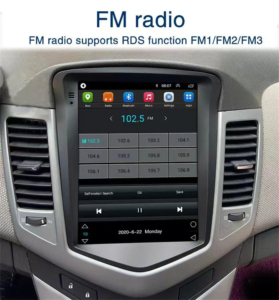 4G+64G Stereo Android 15 For Chevrolet Cruze J300 2008-2014 for Tesla Style Car 4G GPS Navi Player Radio Carplay 2 Din Autoraido