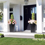 2 PCS 22.4 Inch Tall Planter Indoor ＆ Outdoor Black Taper Planter with Shelf Insert Self-Absorbing Plastic Flower Pots