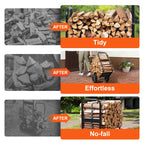 SucceBuy Firewood Log Cart Outdoor and Indoor Wood Rack Storage Mover with Wheels Heavy Duty Steel for Fireplace Fire Pit Black