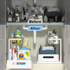 Under Sink Organizer and Storage, 2 Pack Pull Out Cabinet Organizer Slide Out Sink Shelf Cabinet Storage Shelves, Under Sink Sto