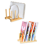 Wooden Plate Rack Kitchen Dishes Stand Plate Dish Drying Rack Cutting Boards Cups Organizer Shelf Multifunctional Display Stand