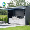 Outdoor Kitchen Shed With Integrated Countertop Functional Workspace Enclosed Structure For Backyard Bbq Preparation