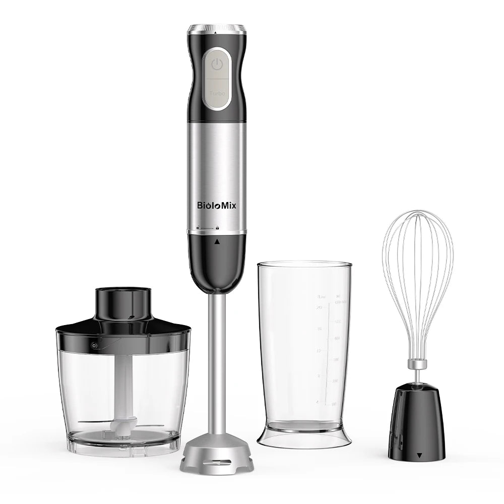 BioloMix 1000W 4-in-1 Immersion Hand Blender | Chopper, Whisk & Smoothie Cup