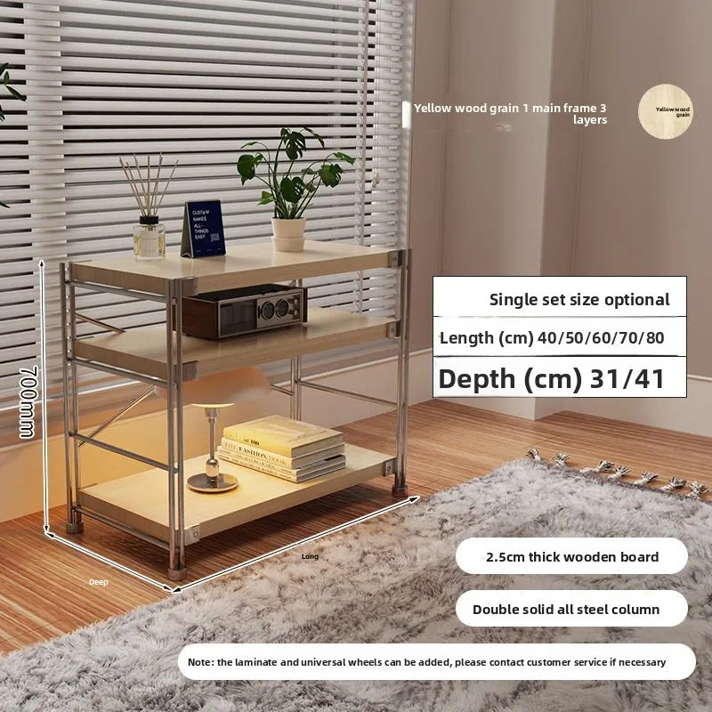 Japanese-style Multi-layer Storage Rack Floor Bookshelf Simple Kitchen Shelf Storing Microwave Home Organization Accessories