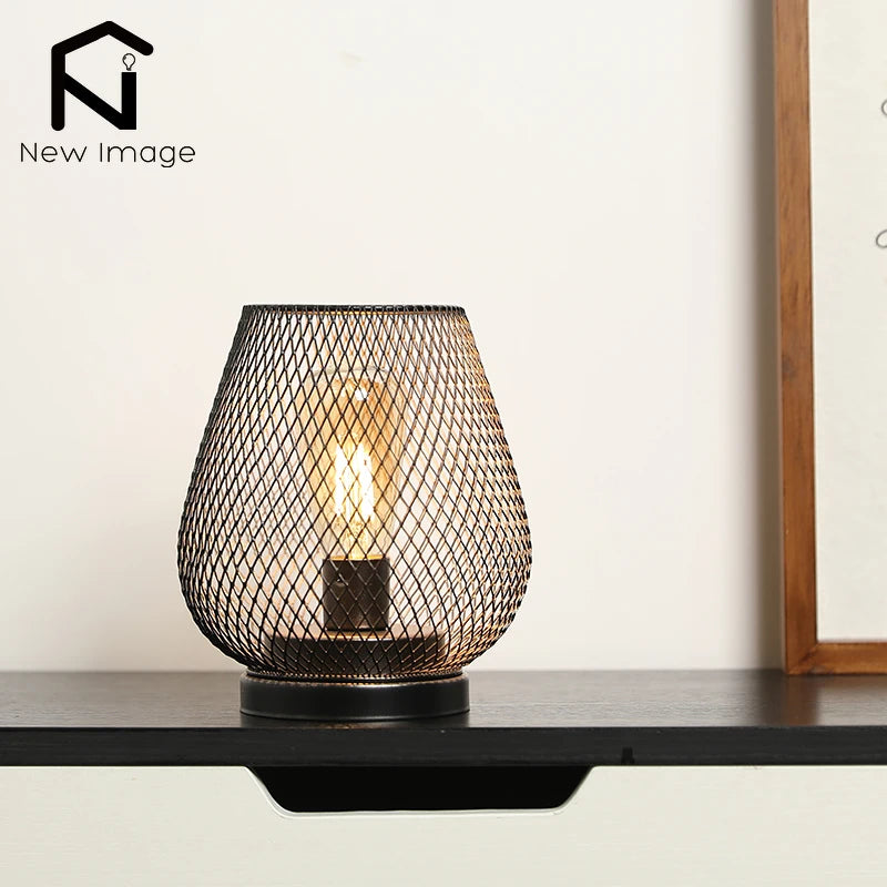 Nordic Metal Hollow Cage Candle Holder LED Lantern Battery Powered Cordless Lamp for Wedding Living Room Table Home Decor
