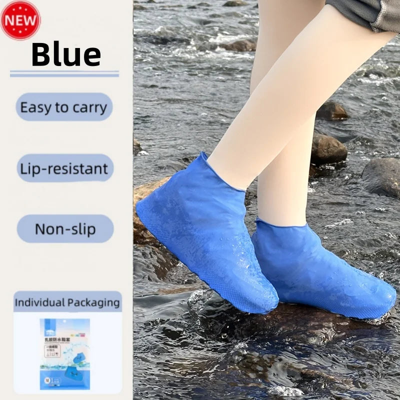 New Thickened Silicone Shoe Covers WaterProof Rubber Rain Boot Covers Reusable Non-slip Rain Shoes Outdoor Rain Gear Accessories