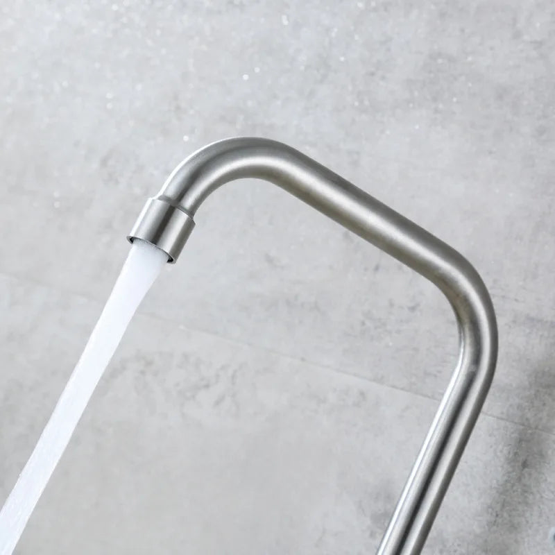 Wall Mounted Kitchen Faucet Stainless Steel Cold Water Tap Quick Open Balcony Laundry Pool Tap with Sprayer Bidet Shower Nozzle