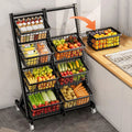 Kitchen Storage Rack Floor Multi-layer Multi-functional Storage Vegetable Basket Living Room Snack Storage Rack with Wheels