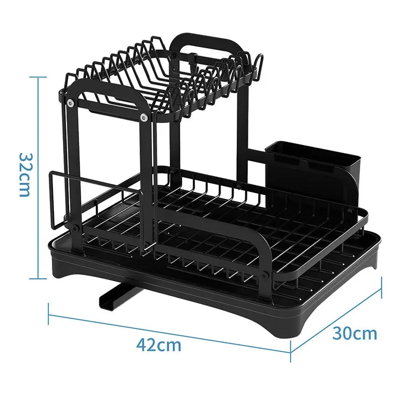 Sturdy Kitchen Dish Rack Space Saving Countertop Shelf Bowl and Utensil Organizer Storage Rack