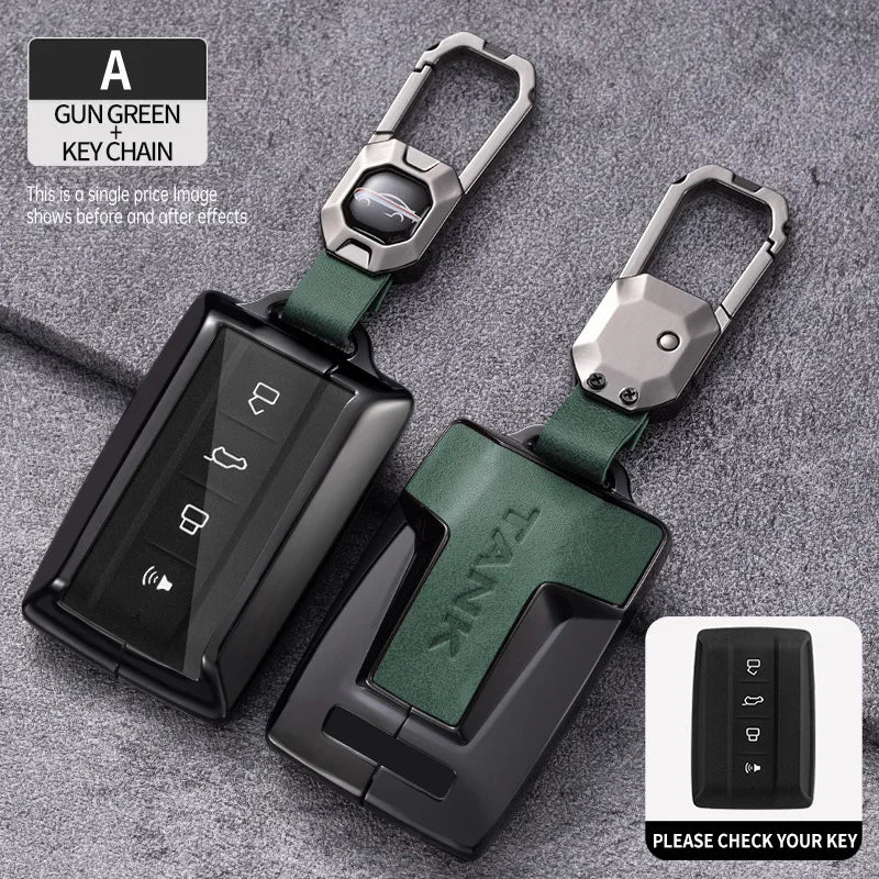 Zinc Alloy Car Key Case for Great Wall GWM WEY TANK 300 500 Tank300 Tank500 Remote Cover Bag Shell Keychain Holder Accessories