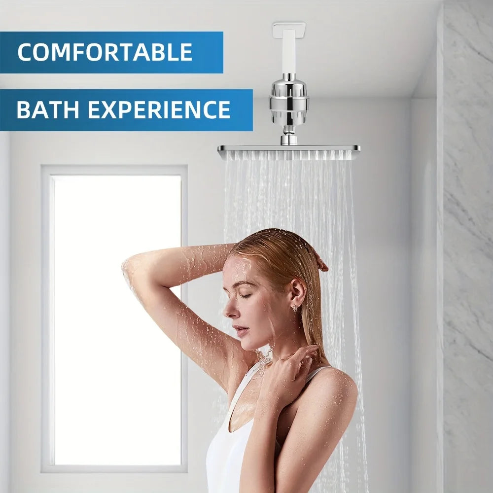 20-Stage Showerhead Filter - Hard Water Filter with 2 Replaceable Cartridges | AlluCanFind