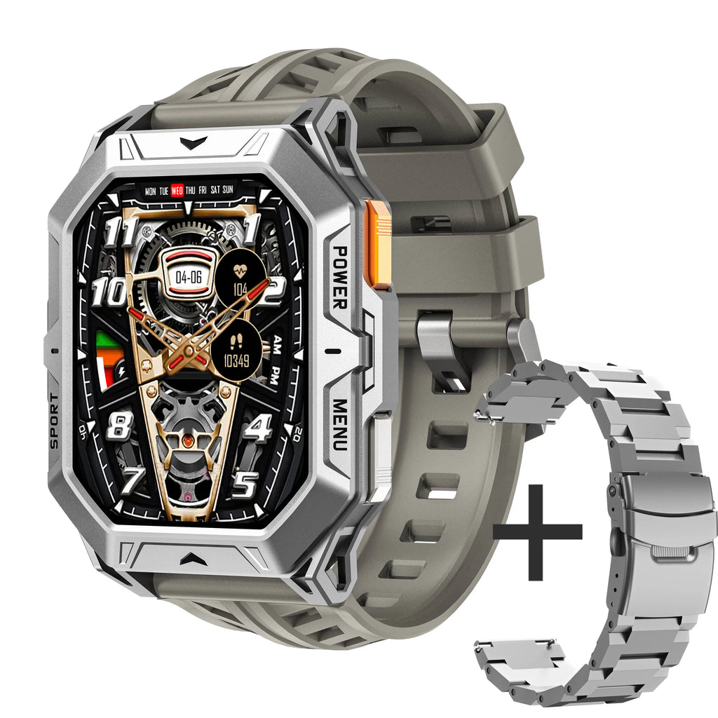 Men's Rugged Smart Watch 2.13" AMOLED HD Touch Screen Heart Rate Monitor 10M Waterproof 1000mAh Compass Outdoor Sports Watch