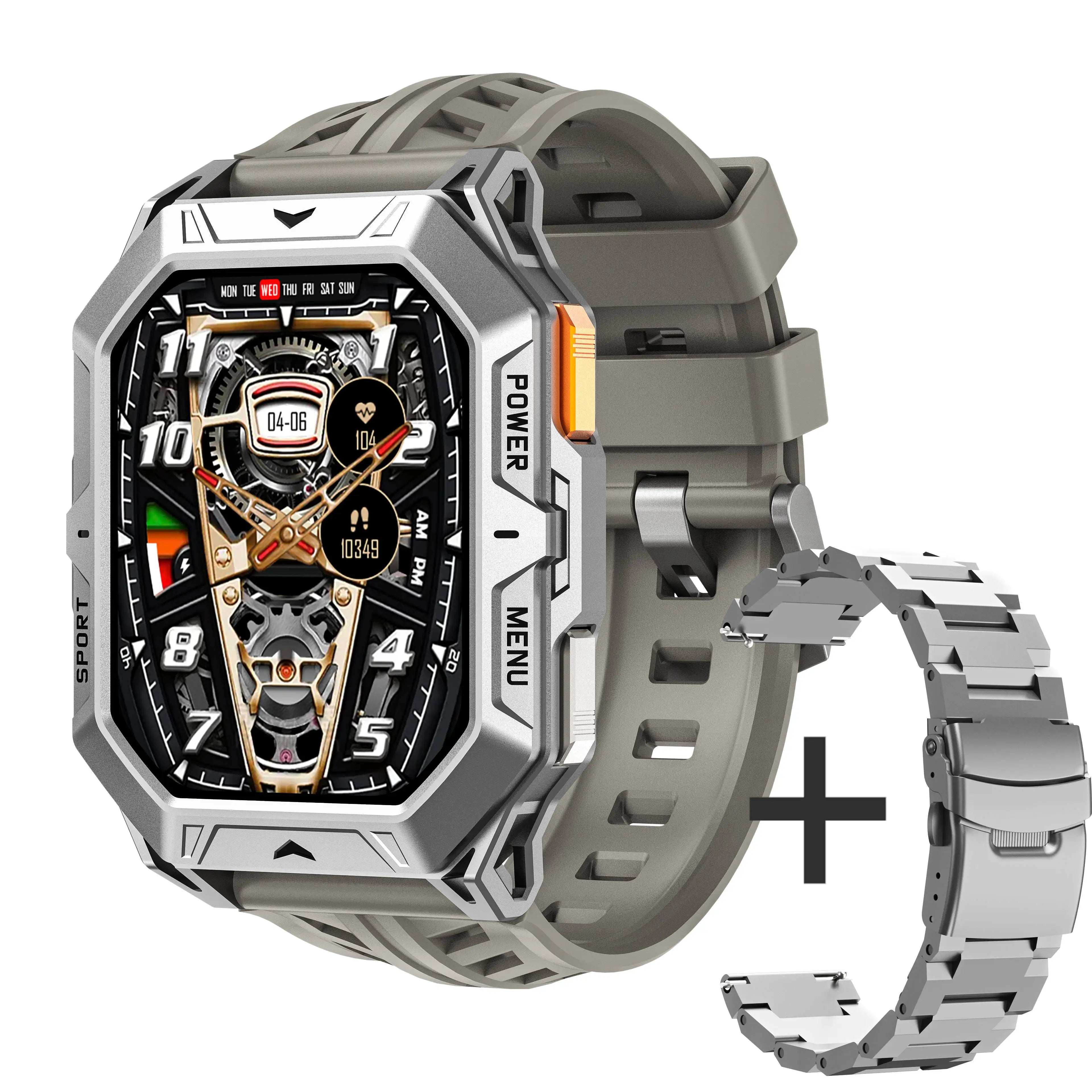 Men's Rugged Smart Watch 2.13" AMOLED HD Touch Screen Heart Rate Monitor 10M Waterproof 1000mAh Compass Outdoor Sports Watch