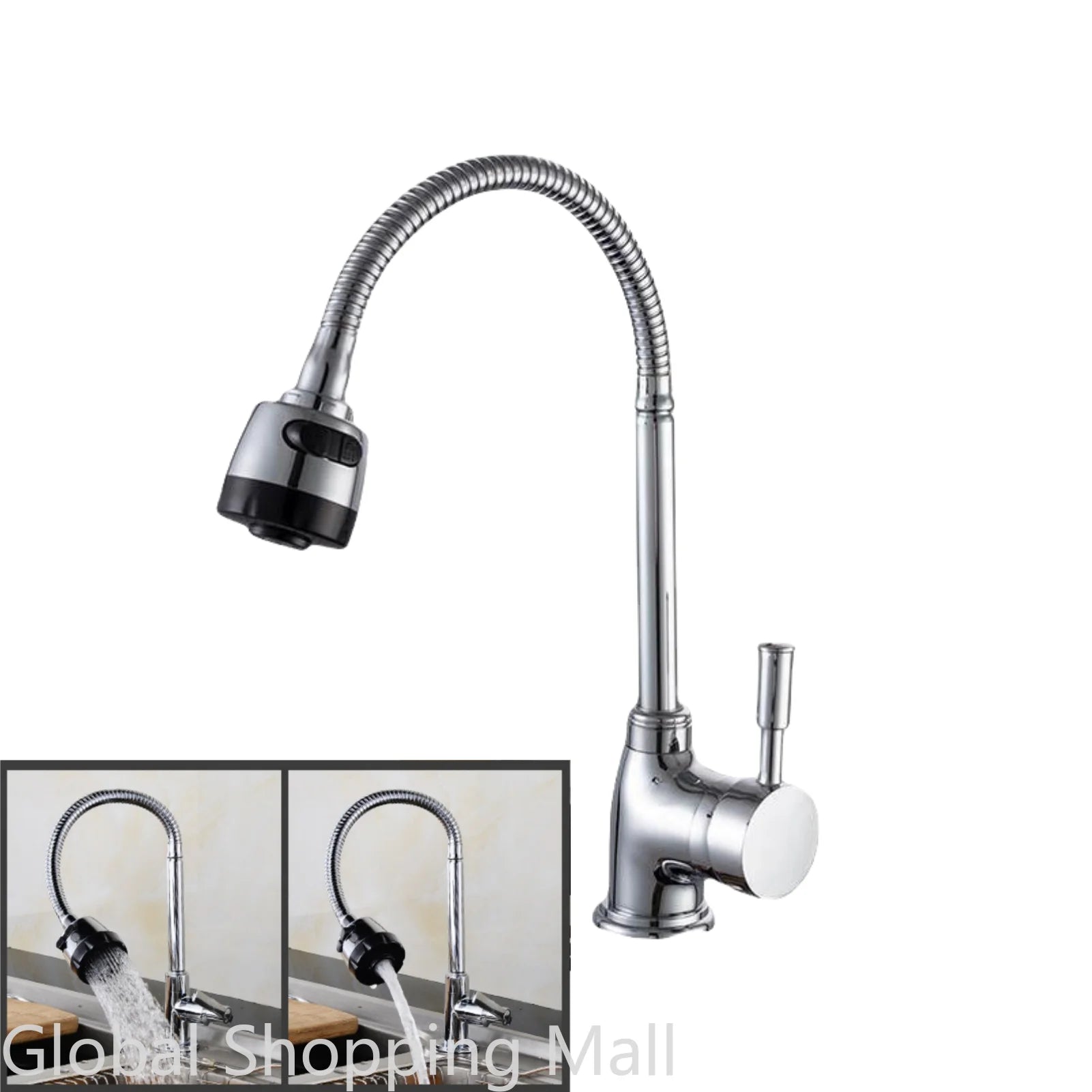 360 Degree Rotatable Faucet Bendable Hot And Cold Water Faucet Single Handle Hot and Cold Water Tap Vanity Vessel Water Mixer