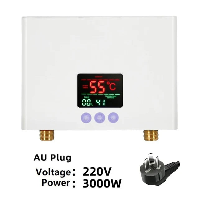 110V 220V Instant Water Heater Bathroom Kitchen Wall Mounted Electric Water Heater with Remote Control LCD Temperature Display
