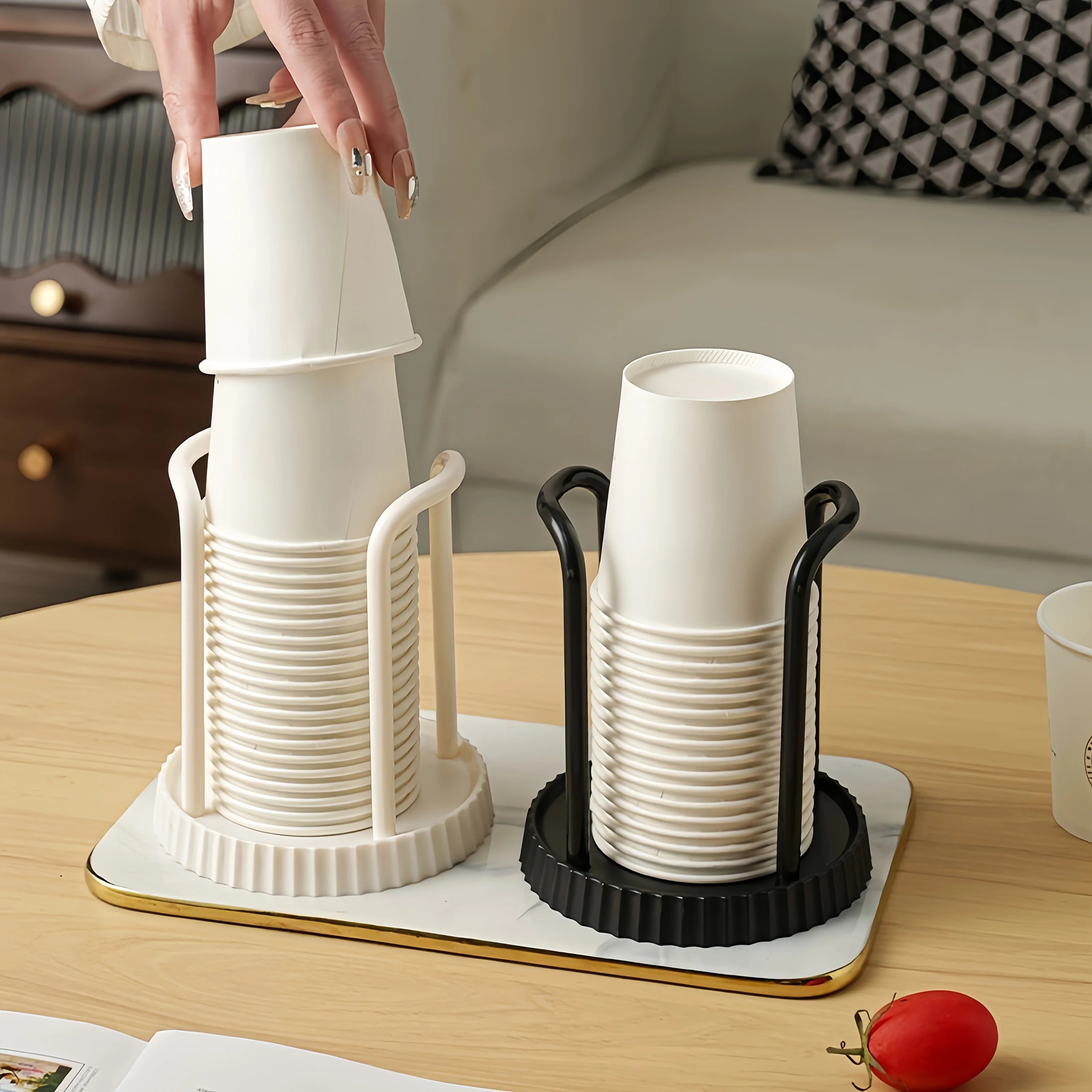 Kitchen Paper Cup Holder Disposables Cups Picker Multifunctional Desktop Cup Storage Rack Household Coffee Cup Holder for Home