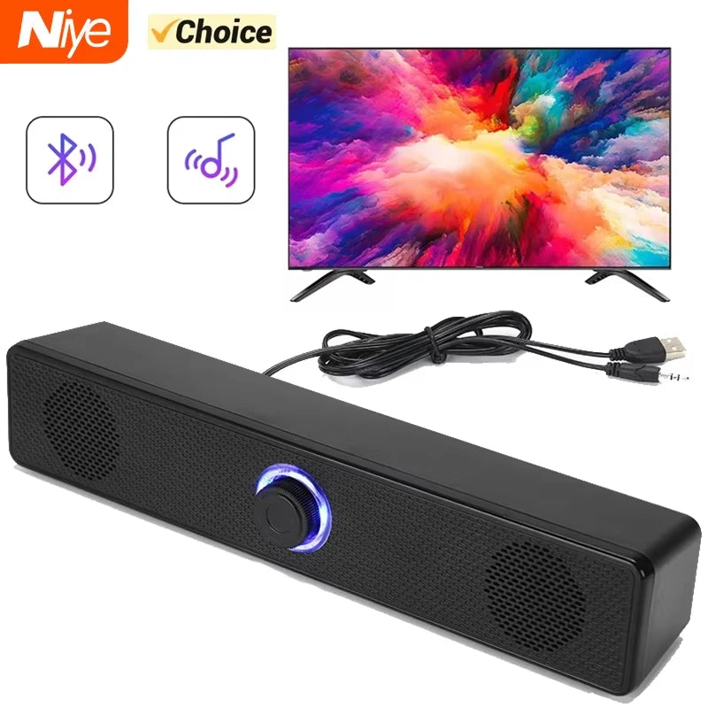 4D Bluetooth Computer Speaker Bar with Subwoofer Stereo Sound for Macbook Laptop Notebook PC Music Player Loudspeaker and Mic