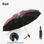 Car Led Light Automatic Folding Windproof Sunshade Umbrella For Mitsubishi Outlander Pajero Asx L200 Ralliart Lancer Evolution X