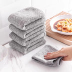 1/30pcs Gray Bamboo Charcoal Thickened Super Absorbent Dishcloth Oil Resistant Kitchen Wipes Microfiber Cleaning Cloths