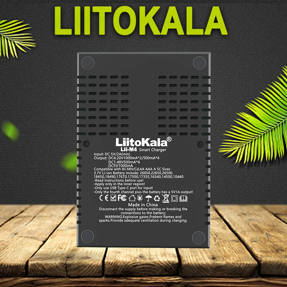 LiitoKala Lii-M4S 18650 LCD Multifunctional Battery Charger For 3.7V 1.2V 26650 21700 14500 18350 17500 AA AAA A C And Other