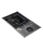 304 Stainless Steel Kitchen Sink Concealed Folding Faucet With Cup Washer Coffee Shop Milk Tea Bar 55cmx32cm Sink