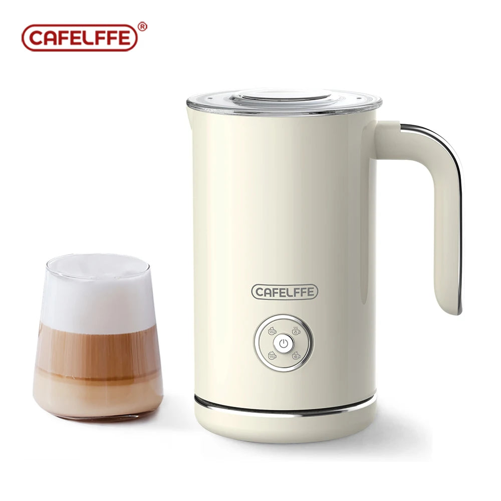 Cafelffe Electric Milk Frother Frothing Foamer Chocolate Mixer Cold/Hot Latte Cappuccino Fully Automatic Milk Warmer Cool 4-in-1