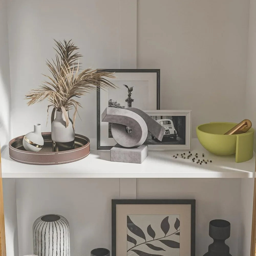 Modern 3-Tier Storage Cabinet Bookshelf with Carved Doors, Versatile Storage with Drawer & Shelves for Living Room, Cabinets