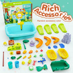 Electric Kitchen Play Set for Kids, Sink, Fishing Slide Water Park, Family Role-Playing Games, Early Learning Toys for Babies