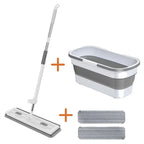 Flat Squeeze Mop with Folding Bucket Hand Free Washing Microfiber Replacement Pad Automatic Spin mops floor house cleaning