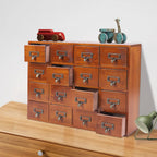 Bymaocar Multifunctional Wooden Storage Box with 16 Drawers Home Rustic Organization Furniture Traditional Apothecary Cabinet