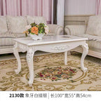 TieHo European Style Living Room Coffee Table Wood Rectangle Ivory White Center Table Modern Small Apartment Home Furniture