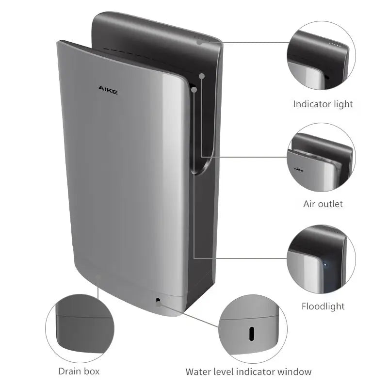 AIKE Automatic Hand Dryer HEPA Filtered Vertical Compact High Speed Je