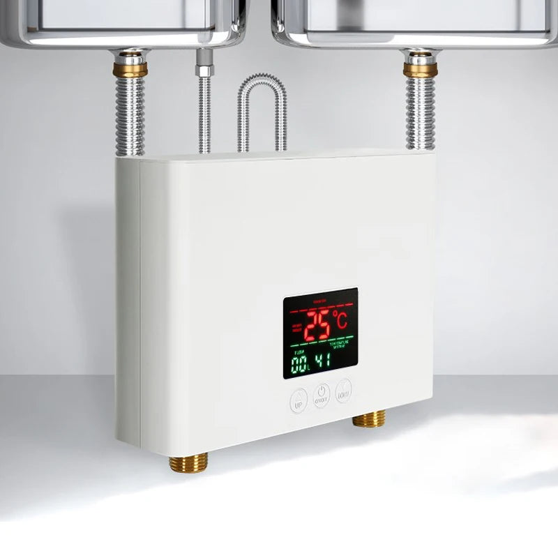 110V 220V Instant Water Heater Bathroom Kitchen Wall Mounted Electric Water Heater with Remote Control LCD Temperature Display