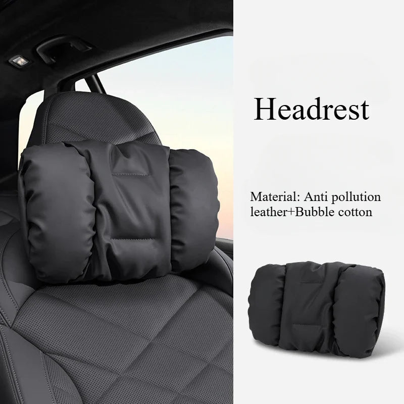 Advanced Sensory Bubble Cotton Car Headrest Anti-Stain Leather Neck Pillow And Waist Cushion Set for Mazda MX5 CX3 CX8 MX-5 CX30