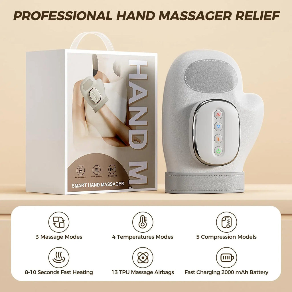 Professional Hand Massager with Heat Compression Therapy, Pain Relief Glove, Arthritis & Wrist Carpal Tunnel Neuropathy Circulat