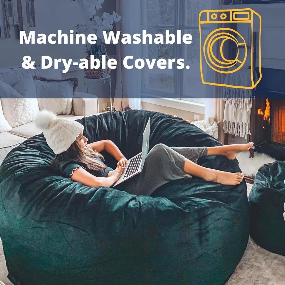 Corner Bean Bag Chair, Oversize Bean Bag Chair for Adults, Comfy Chair Bean Bag Couch Lounge Sofa Loveseat Furniture | Burgundy