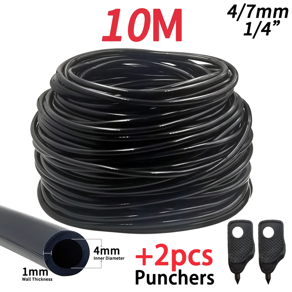 5M-30M Outdoor Misting Cooling System Garden Irrigation Watering 1/4'' Brass Atomizer Nozzles 4/7mm Hose for Patio Greenhouse