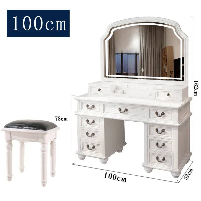 Wooden White Mirror Vanity Table Living Rooms Luxury Salon Drawers Dresser Living Room Beauty Schmink Tisch Bedroom Furniture
