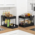 Kitchen Bathroom Under Sink Organizer 2 Tier Sliding Pull Out Drawer 1 Pack Storage Rack for Pantry Laundry Cabinet