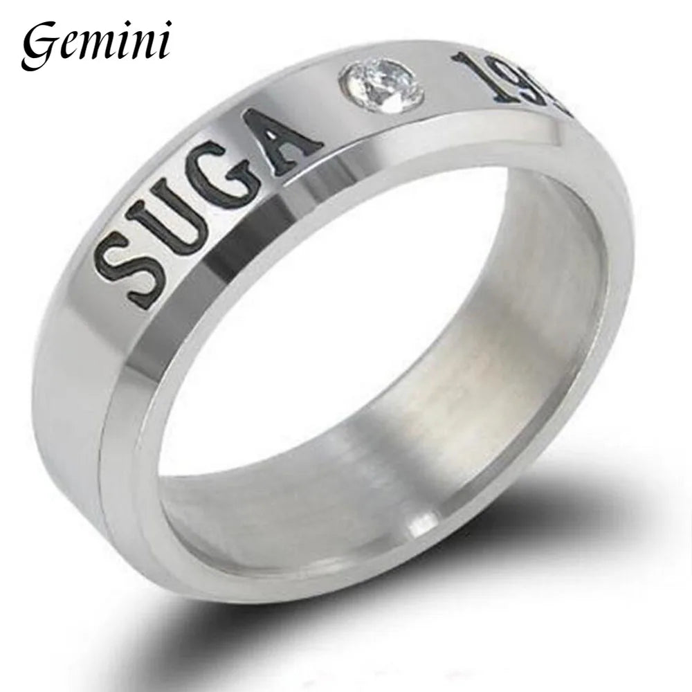 BTS ARMY Kpop Rhinestone Titanium Steel Ring - 18mm