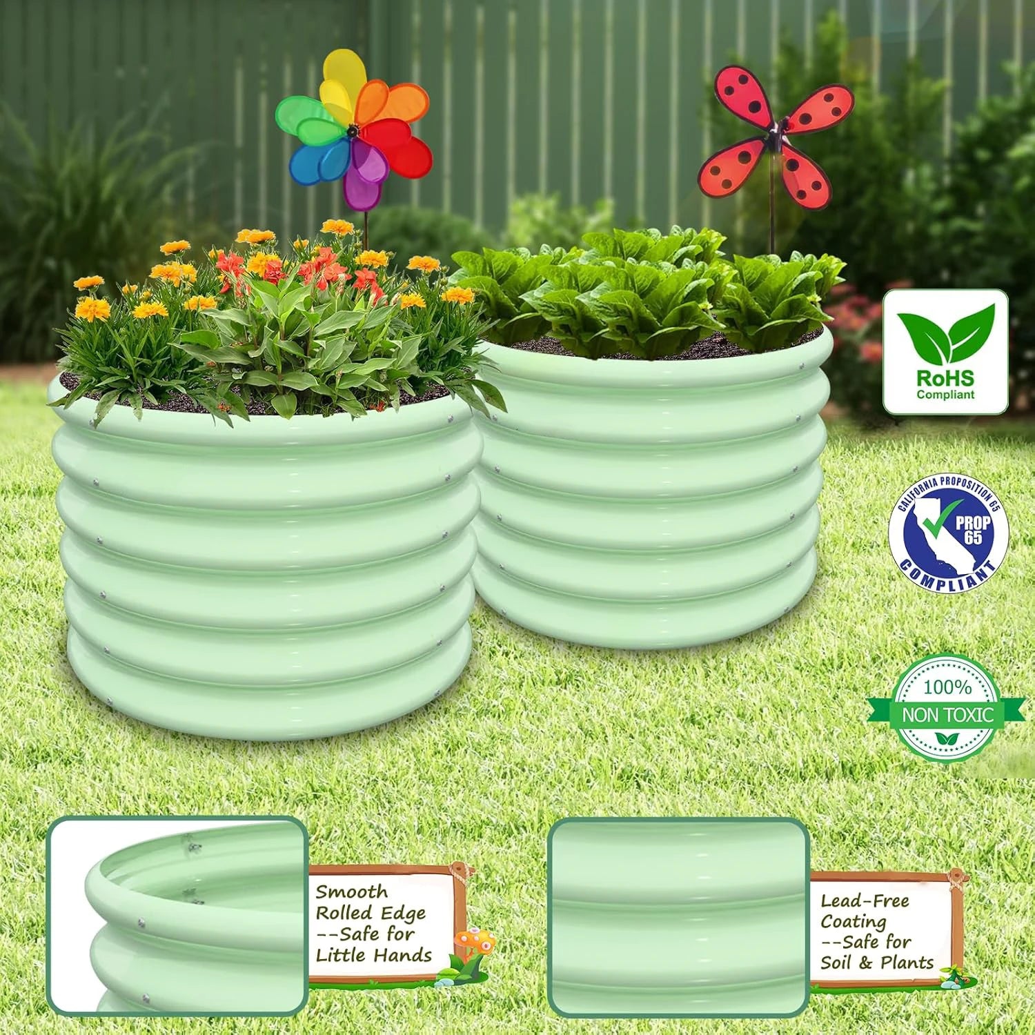 Round Metal Planter Boxes (4-Pack)