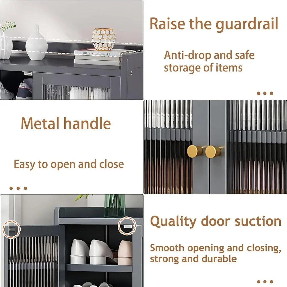 8-Tier Bamboo Shoe Cabinet – Freestanding Shoe Rack Organizer with 40-Pair Capacity, Includes Doors & Shelves for Stylish & Dur