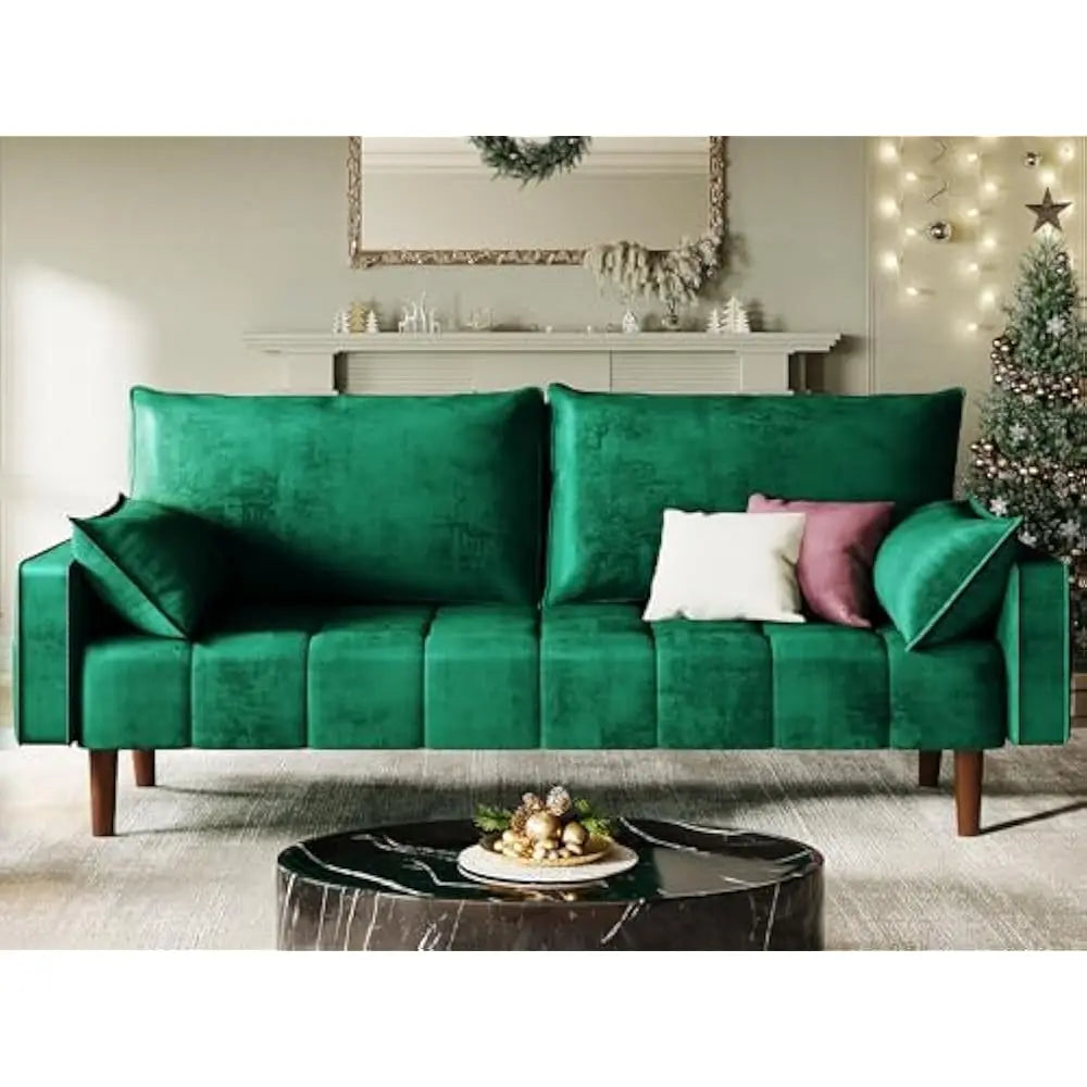 Modern Velvet 3-Seater Sofa