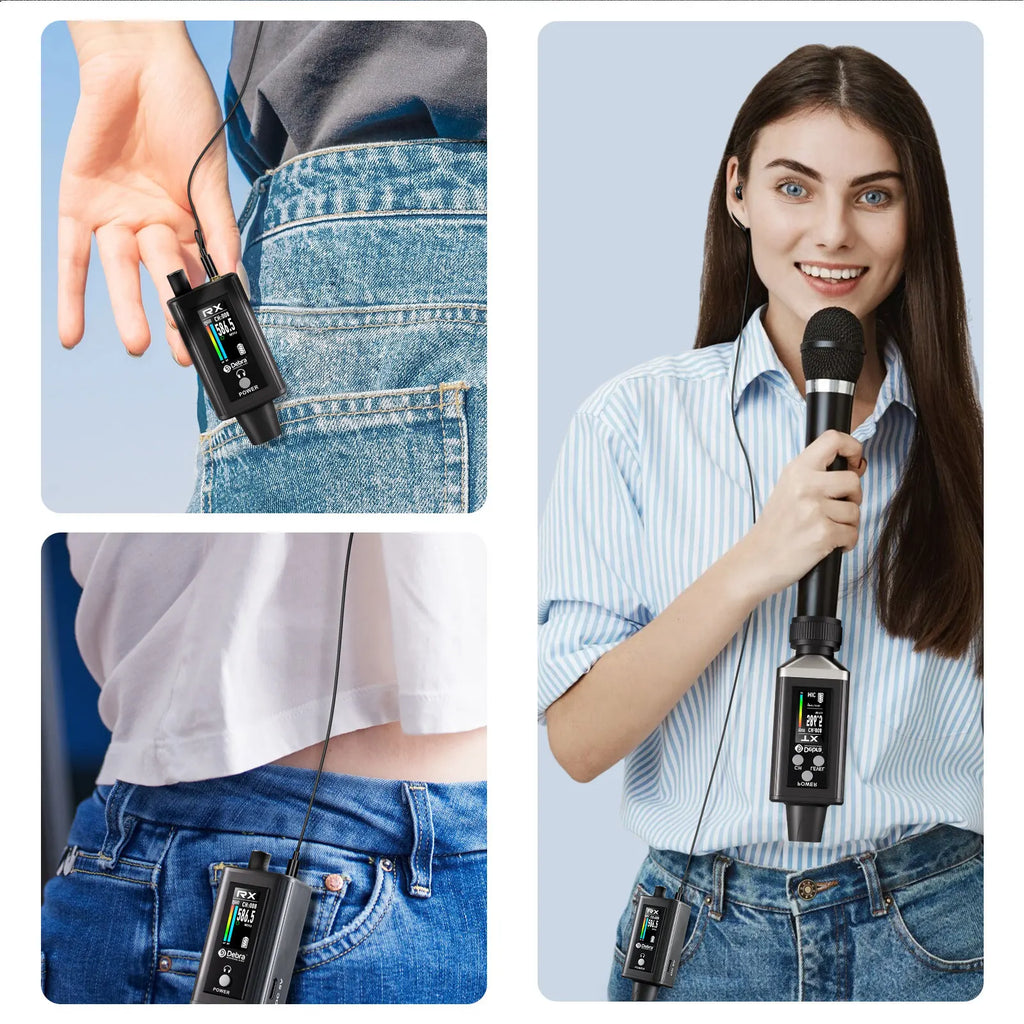 EMX-1 Wireless Monitoring System, Portable UHF Rechargeable Wireless System for Musical Instruments, Dynamic Wired Microphone