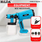 HILDA Electric Spray Gun Compatible Automatical Cordless Paint Sprayer Tool Portable Household Spray Gun For Makita 18V Battery