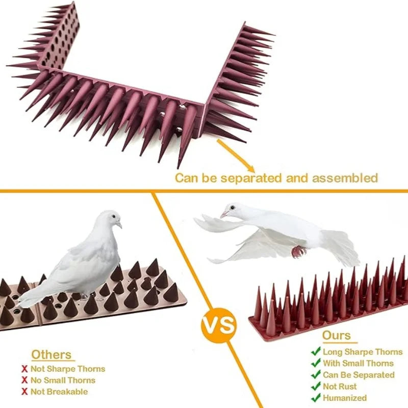 12Pcs Fence Wall Spikes Bird Deterrent Spikes Plastic Anti Climb Cat Animal Repellent For Garden Fences Birds Pigeons Spikes