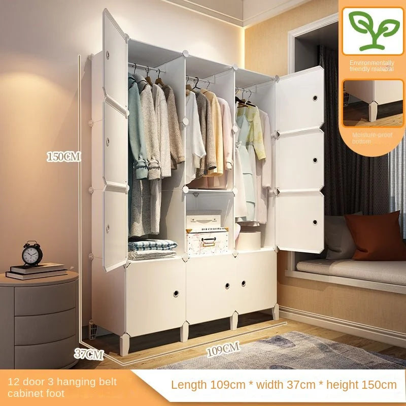 Home Bedroom Furniture Simple Wardrobe Clothes Cabinets Dressers Cube Storage Locker Baby Closet Plastic Collapsible Dustproof