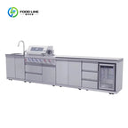 Customized Outdoor Kitchen with Granite Garden Stainless Waterproof Heavy Duty Full Set Kitchen Gas BBQ Grill Cabinet Frame